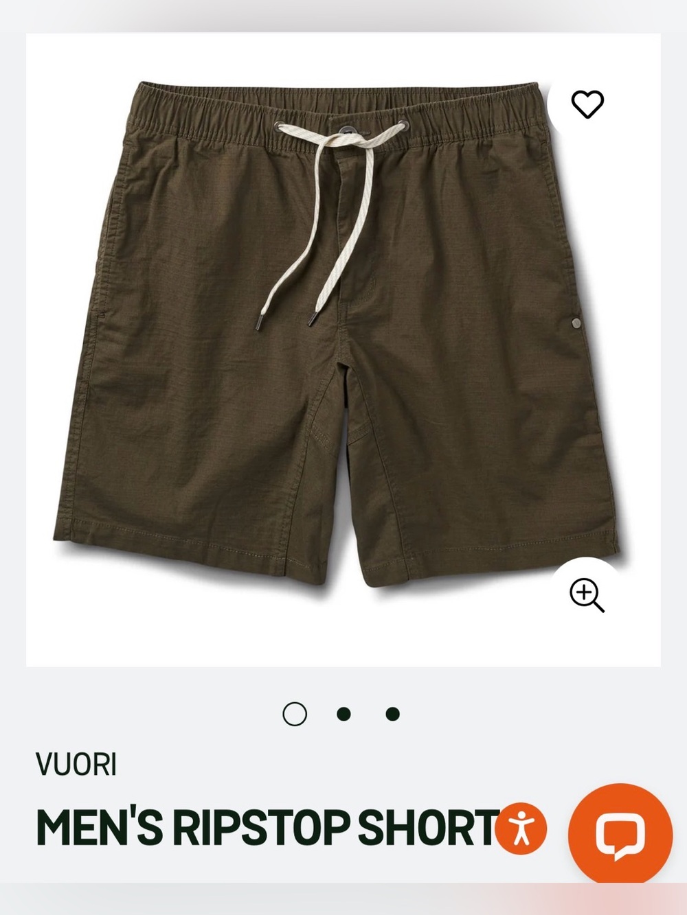 Vuori Ripstop Shorts in Tan Khaki, Men’s size Large